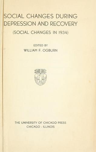 Cover for Social changes during depression and recovery