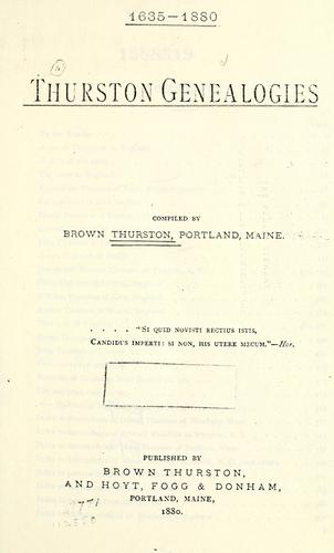 Cover for Thurston genealogies