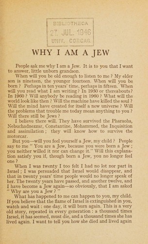 Cover for Why I am a Jew