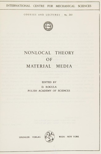 Cover for Nonlocal Theory of Material Media
