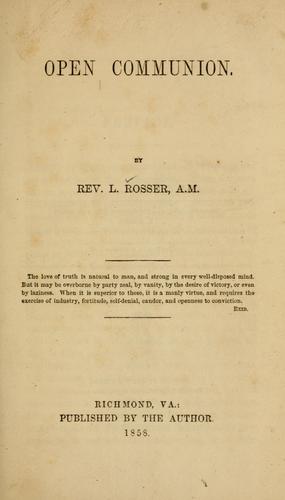 Cover for Open communion