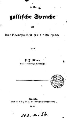 Cover for Die gallische Sprache und ihre Brauchbarkeit für die Geschichte