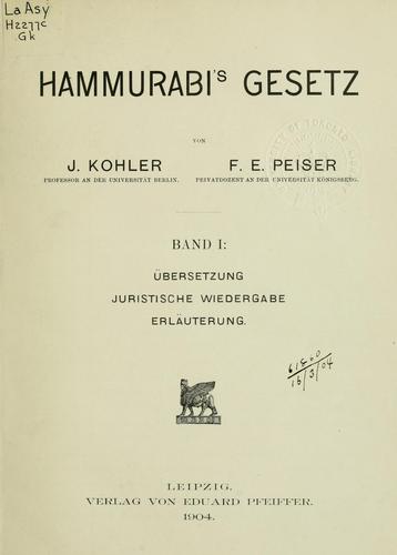 Cover for Hammurabi's Gesetz