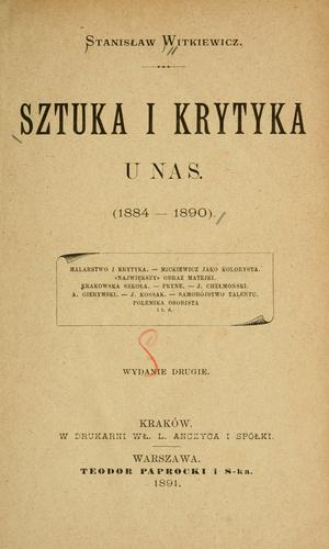 Cover for Sztuka i krytyka u nas, (1884-1890)