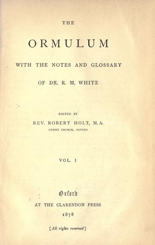 Cover for The Ormulum, with the notes and glossary, of R.M. White