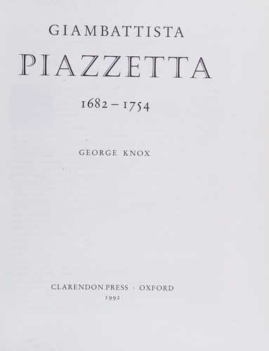 Cover for Giambattista Piazzetta, 1682-1754