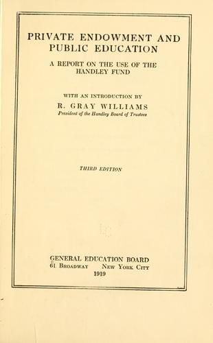 Cover for Private endowment and public education