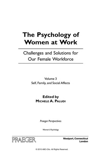 Cover for The psychology of women at work
