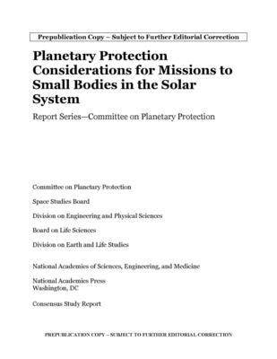 Cover for Planetary Protection Considerations for Missions to Solar System Small Bodies