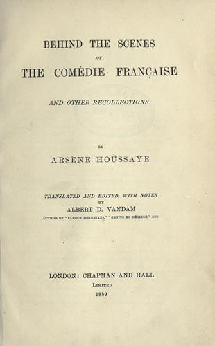 Cover for Behind the scenes of the Comédie française and other recollections.