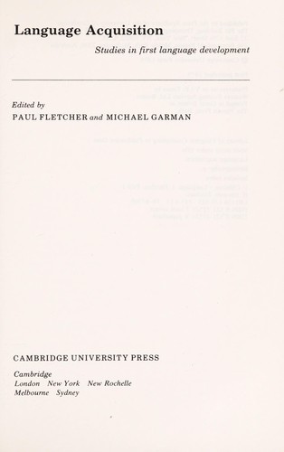 Cover for Language acquisition