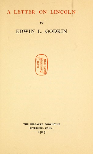 Cover for A letter on Lincoln