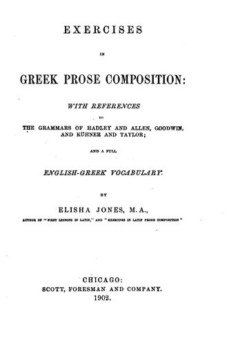 Cover for Exercises in Greek prose composition: With References to the Grammars of Hadley and Allen ...