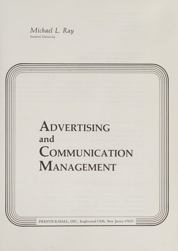 Cover for Advertising and communication management