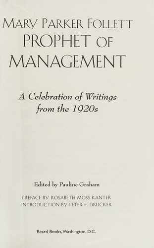 Cover for Mary Parker Follett--prophet of management