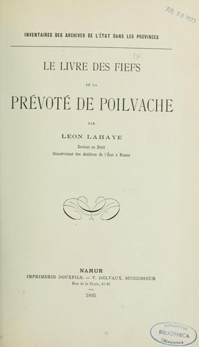 Cover for Le Livre des fiefs de la prévoté de Poilvache