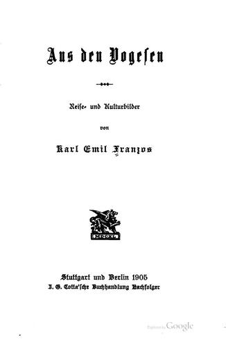 Cover for Aus den Vogesen