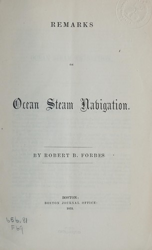 Cover for Remarks on ocean steam navigation.