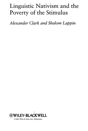Cover for Linguistic nativism and the poverty of the stimulus