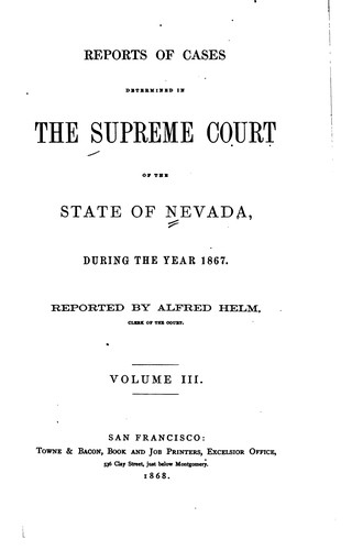 Cover for Reports of decisions of the Supreme Court of the state of Nevada