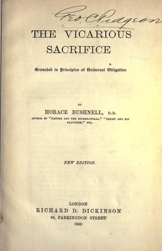 Cover for The vicarious sacrifice