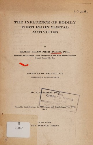 Cover for The influence of bodily posture on mental activities ...