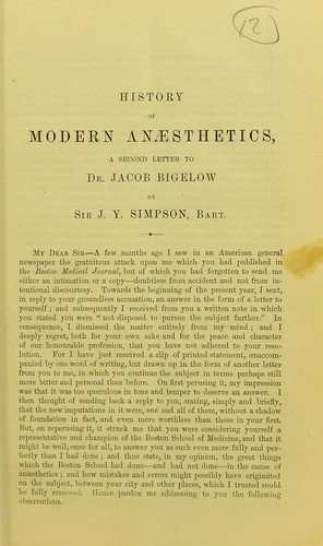 Cover for History of modern anæsthetics