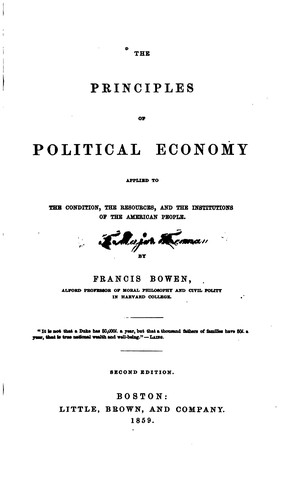 Cover for The principles of political economy applied to the condition, the resources, and the institutions of the American people