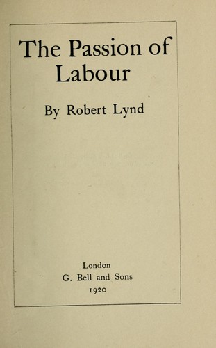 Cover for The passion of labour