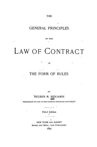 Cover for The general principles of the law of contract in the form of rules