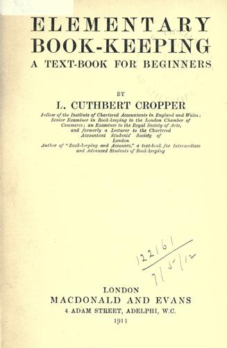 Cover for Elementary book-keeping