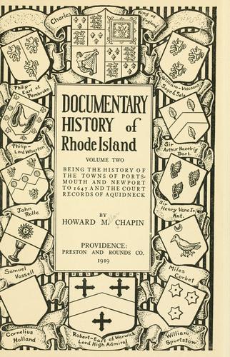 Cover for Documentary history of Rhode Island