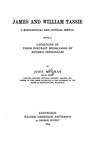 Cover for James and William Tassie: A Biographical and Critical Sketch, with a Catalog of Their Portrait ...
