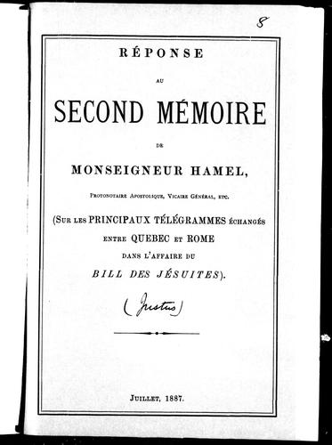 Cover for Réponse au second mémoire du Monseigneur Hamel