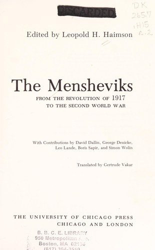 Cover for The Mensheviks