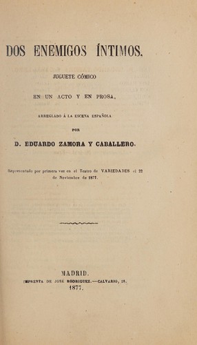 Cover for Dos enemigos íntimos
