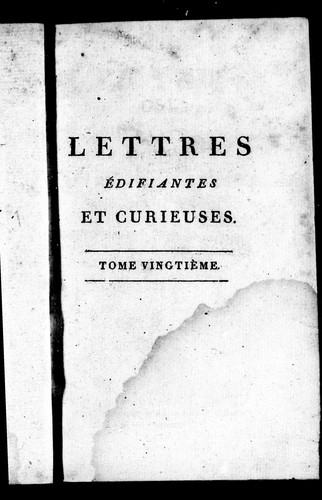 Cover for Lettres édifiantes et curieuses écrites des missions étrangères
