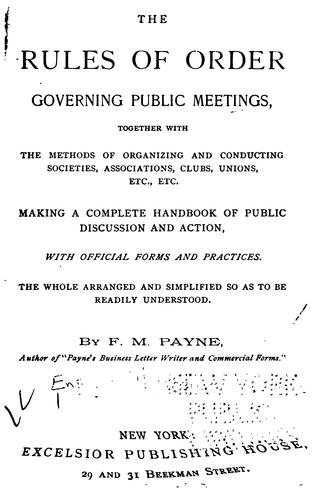 Cover for The Rules of Order Governing Public Meetings