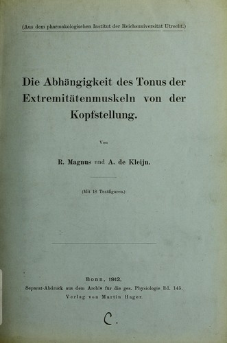 Cover for Die Abh©Þngigkeit des Tonus der Extremit©Þtsmuskeln von der Kopfstellung