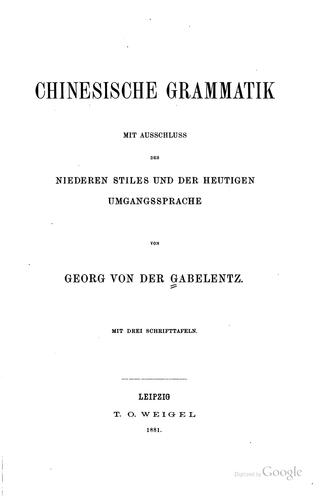Cover for Chinesische Grammatik.
