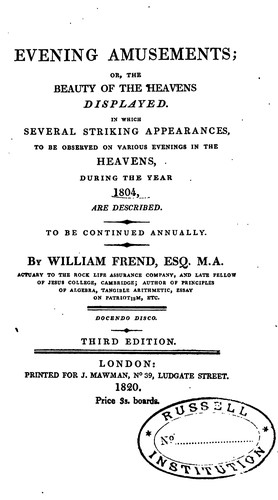 Cover for Evening Amusements: Or, the Beauty of the Heavens Displayed...