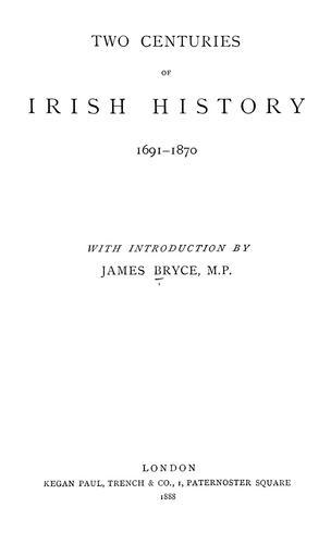 Cover for Two centuries of Irish history, 1691-1870