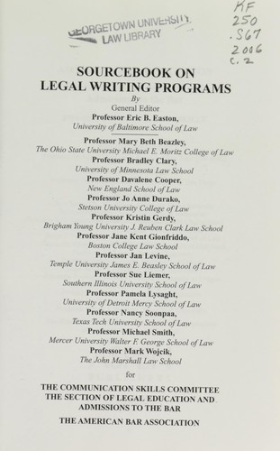 Cover for Sourcebook on legal writing programs