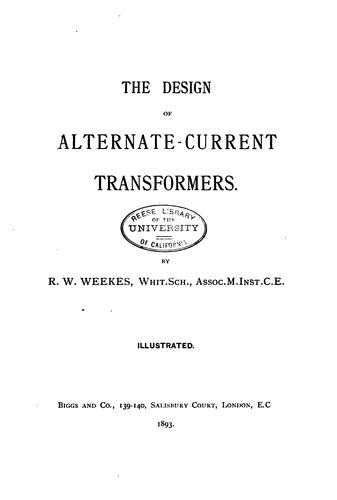 Cover for The Design of Alternate-current Transformers