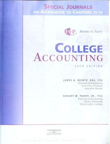 Cover for Special Journals, Alternativech. 11 & 12 T/A College Acct
