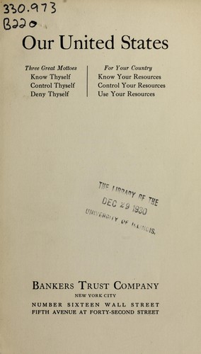 Cover for Our United States