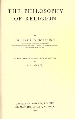 Cover for The philosophy of religion
