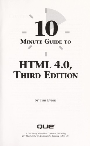 Cover for 10 minute guide to HTML