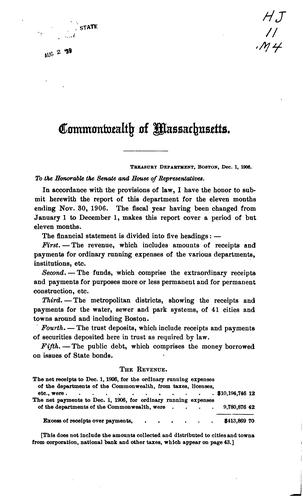 Cover for Report of the Treasurer and Receiver-General of the Commonwealth of ...