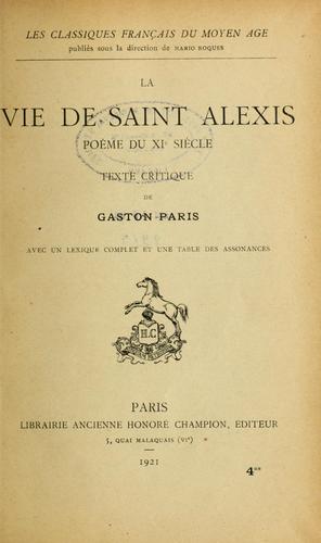 Cover for La vie de saint Alexis